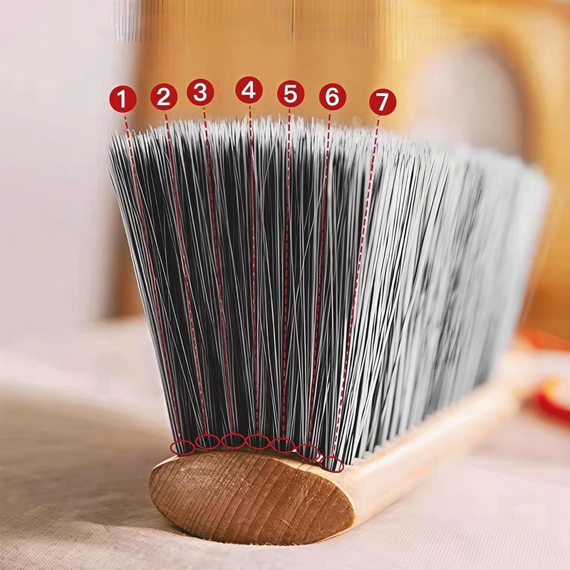 OAKART Hand Brush Soft Bristles Wooden Handle Small Hand Sweeper Brush 14 Inch Long (Brown) - Image 2